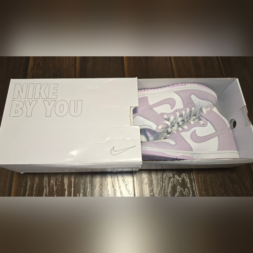 Custom Nike High Dunk Shoes Sneakers in light purple lilac womens 7 Dunks